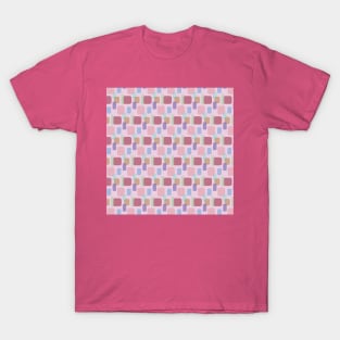 Pink Abstract Round Squares Pattern T-Shirt